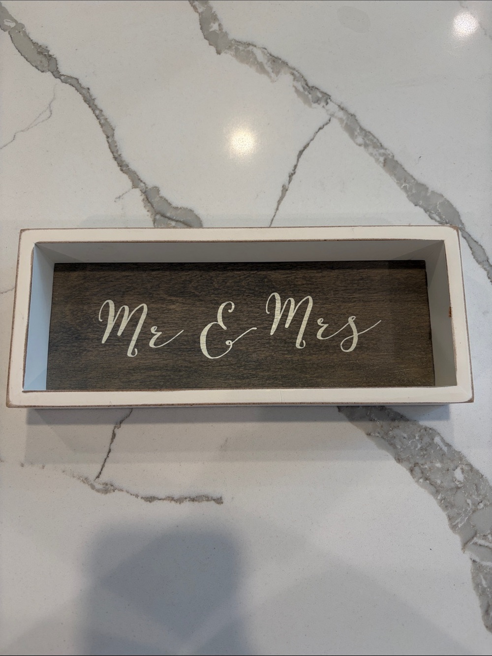 Mr & Mrs Wood Tray Sign - White and Dark Wood